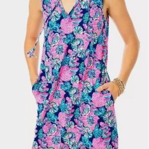 Lilly Pulitzer Johana Cover-up Oyster Bay Navy Shroom with a View XL